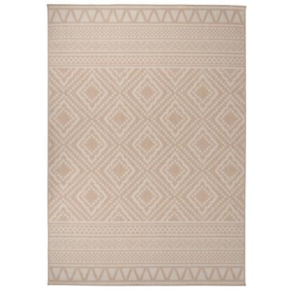 vidaXL Tapete de tecido plano p/ exterior 140x200 cm riscas castanhas