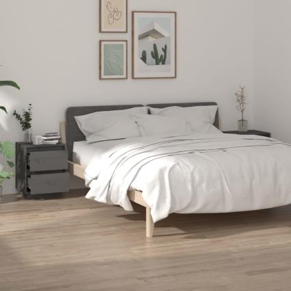 vidaXL Mesas de cabeceira 2 pcs 40x35x50 cm pinho maciço cinza