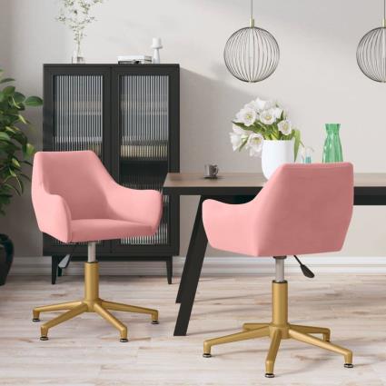 vidaXL Cadeiras de jantar giratórias 2 pcs veludo rosa