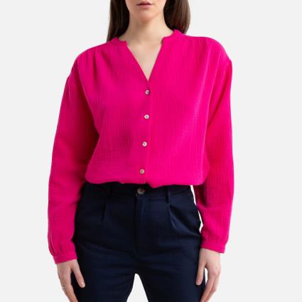 Blusa com decote em V, mangas compridas, GEODE