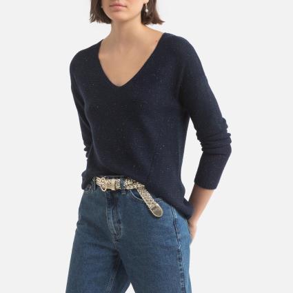 Camisola em malha fina, decote em V
