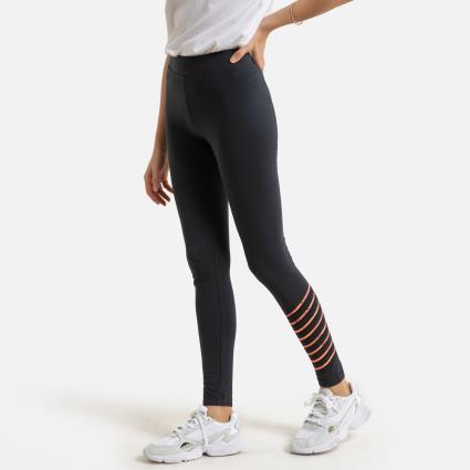 Leggings, cós elástico, motivo na base da perneira