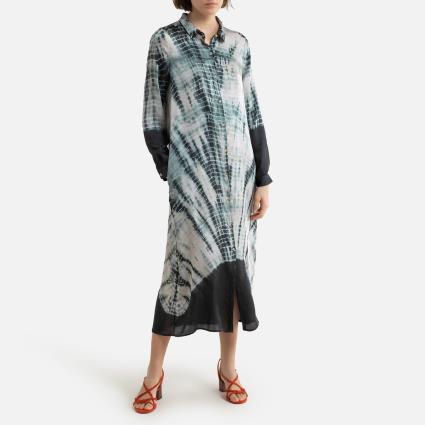 Vestido estilo camisa com botões de mangas compridas, REVERENCE