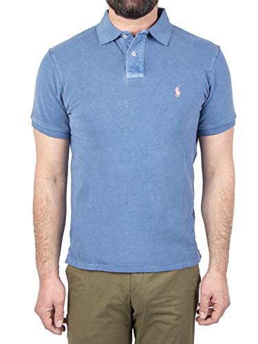 Polo direito, custom fit, em malha piqué