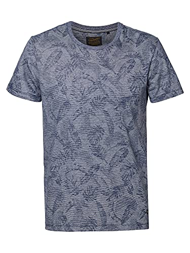 T-shirt com gola redonda, motivo estampado folhas