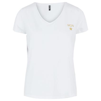 T-shirt com decote em V, motivo à frente