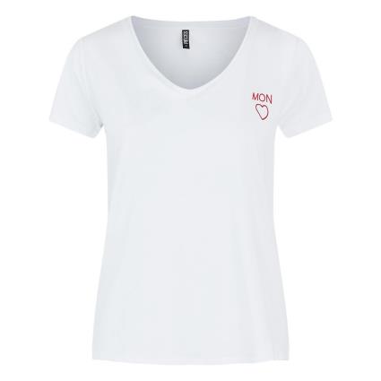 T-shirt com decote em V, motivo à frente