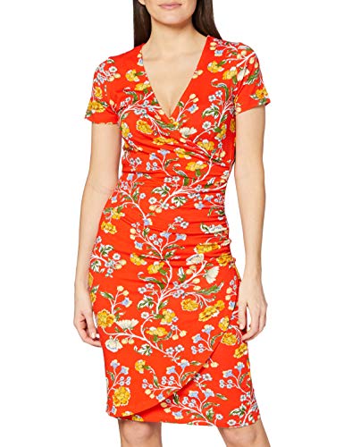 Vestido com decote em V, estampado florido