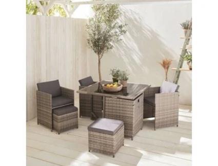 Conjunto de Móveis de Jardim ALICE'S GARDEN Pia (Preto -168x110x73cm)