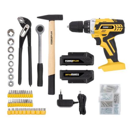 Aparafusadora 20 v + 133 acessórios powerplus