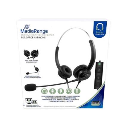 Auricular Binaural Diadema com Microfone Cabo 2 Metros Mediarange