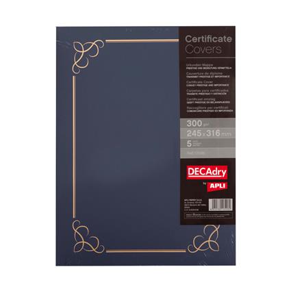 Capa Para Certificados / Diplomas 245X316MM 300GR Azul 5UN