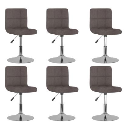 vidaXL Cadeiras de jantar giratórias 6 pcs tecido cinzento-acastanhado