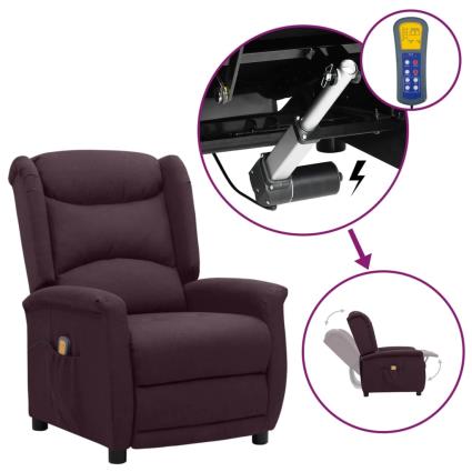 vidaXL Poltrona reclinável elevatória de massagens tecido roxo