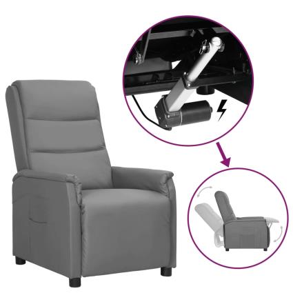 vidaXL Poltrona reclinável elevatória couro artificial cinzento