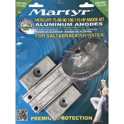 Martyr Anodes 75-80-90-100-115 Hp Mercury Aluminium Anode Kit Prateado