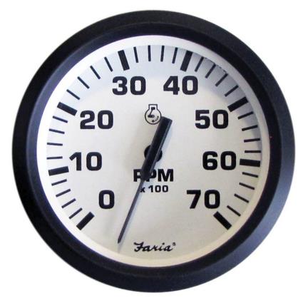 Faria Euro White Series 7000 Rpm Universal Tachometer Preto