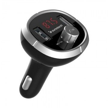 Reprodutor MP3 e Transmissor FM Bluetooth para Auto  FMT400BT Radio FM Preto