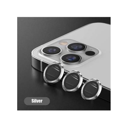 Protetor de Camara em Vidro Temperado Iphone 11 Pro, Iphone 11 Pro Max, Iphone 12 Pro (3 Lentes Frame Aluminio) Prata