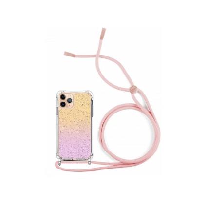 Capa Iphone 11 Pro 5.8' Silicone Brilhante com Cordao Rosa