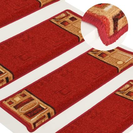 vidaXL Tapetes de escadas adesivos 5 pcs 65x25 vermelho