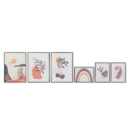 Pintura DKD Home Decor Folhas (40 x 2.8 x 60 cm) (6 pcs)