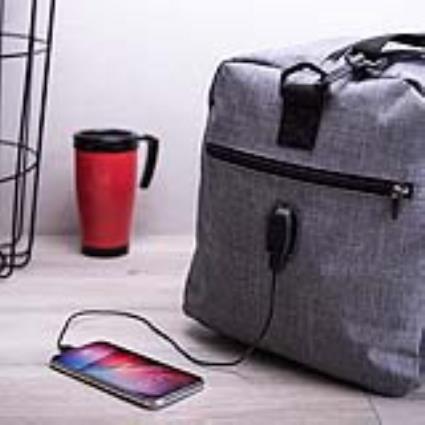 Mala de Viagem com USB e Correia a Tiracolo (50 x 30 x 28,5 cm) 146043 - Cinzento