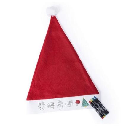 Gorro de Pai Natal para Colorir - Vermelho