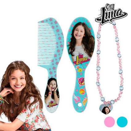 Conjunto de Beleza para Meninas Escova+Colar Turquesa