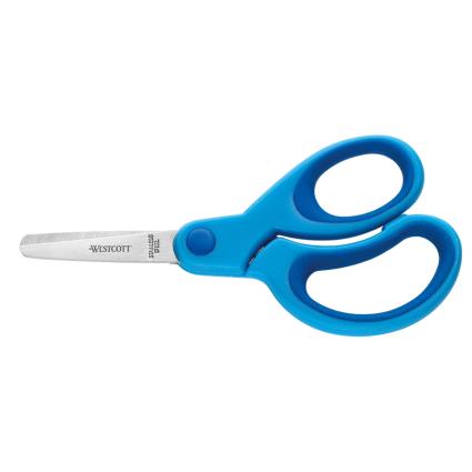 WESTCOTT Tesoura Infantil Soft Grip Kids, 13 cm, Cabo Azul, Ponta Redonda