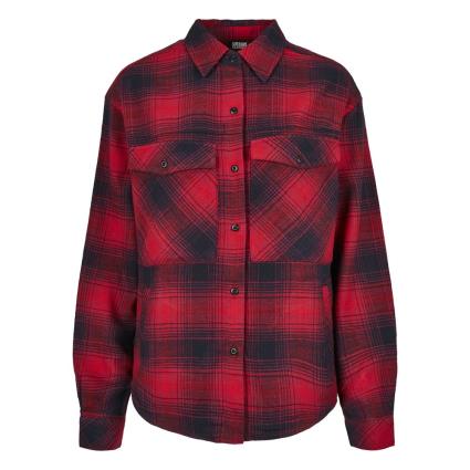 Urban Classics Shirt Woman Urban Classics Check Over Vermelho XS