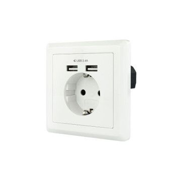 Tomada Parede com 2 Portos USB  10.35.0010 5V/2.4A Branco