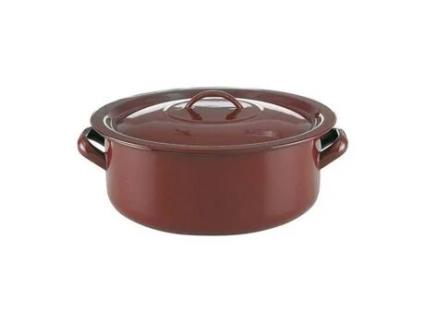 Caçarola com Tampa  Classic Castanho Aço Esmaltado - 12 cm