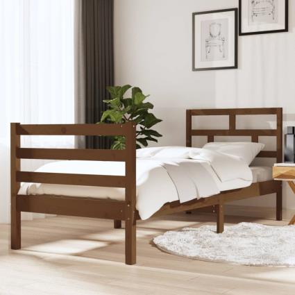 vidaXL Estrutura cama pequena solteiro 75x190 cm madeira castanho mel