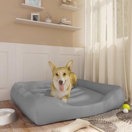 vidaXL Cama para cães 80x68x23 cm couro artificial cinzento-claro