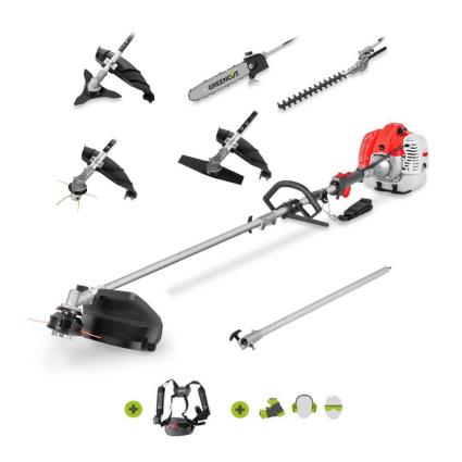 Greencut Gm650x-6 Multifunction Tool 65cc Brush Cutter + Pruner + Dedge Trimmer Preto