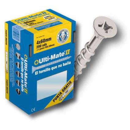 Ulti-mate Ii Xl 5x60 Mm High Performance Zinc Plated Wood Screws 200 Units Prateado