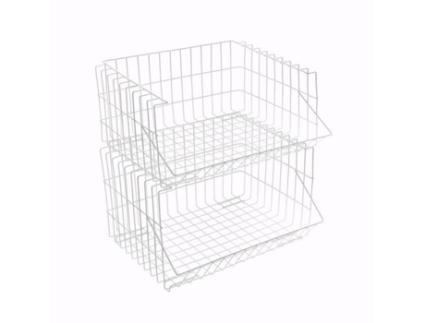 Cabaz Cromado (27 x 22 x 34 cm) Branco
