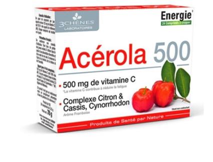 Suplemento Alimentar Acerola 500 Les 3 Chenes 24 Comprimidos Mastigáveis