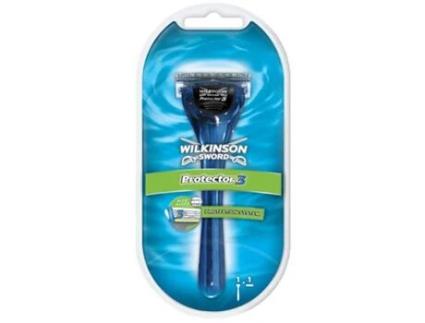 Lâmina de Barbear WILKINSON SWORD Protector  gilete para homem Pretoe  Azul