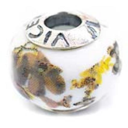 Miçangas femininas  VMB0044-27 Branco Castanho (1 cm)