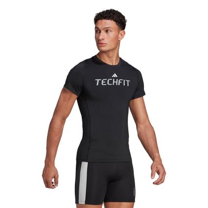 Adidas Techfit Graphic Short Sleeve T-shirt Preto XL / Regular