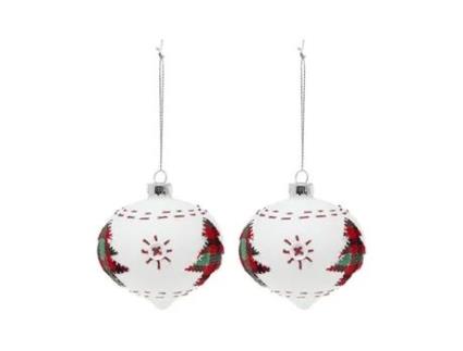 Bolas de Natal 8 cm (2 uds) Cristal Branco