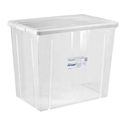 Caixa de Armazenagem com Tampa  80 L Transparente (59 X 39 x 48 cm)