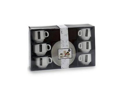 Conjunto de Chávenas de Café Porcelana (6 Peças) (14 x 2 x 14 cm)