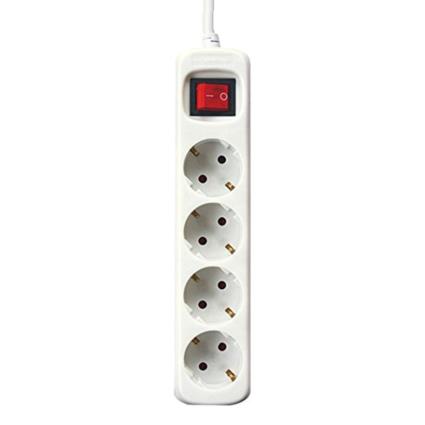 Extensão com 4 tomadas com interruptor  Electronics Branco - 1,5 m