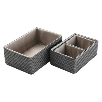 Conjunto de Caixas de Organização Empilháveis Polipropileno (4 Peças) (25 x 15 x 38 cm)