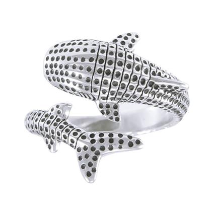 Dive Silver Whale Shark Mottled Ring Prateado 9