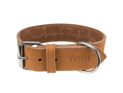 Coleira TRIXIE Rustic Heartbeat em Couro para Cão (Camel - Tamanho: 55 - 65 Cm/40 Mm)