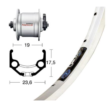 Winora Rigida Zac 19 Qr Dynamo Shimano Dh3n30 Road Front Wheel Branco 9 x 100 mm